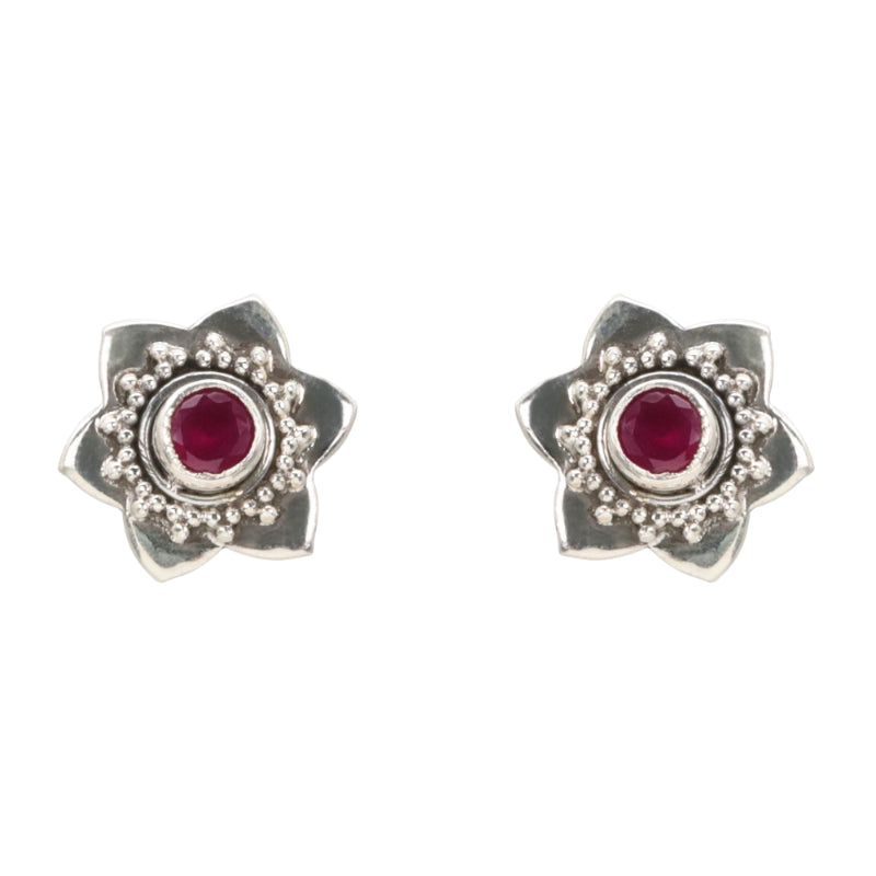 Blushing Bloom Silver Stud Earrings