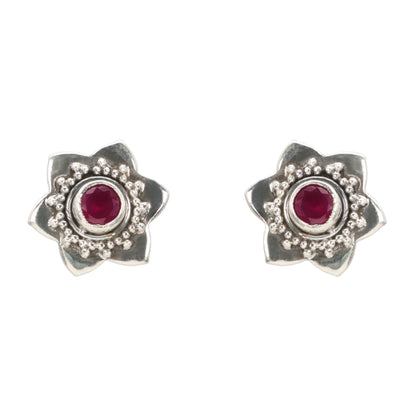 Blushing Bloom Silver Stud Earrings