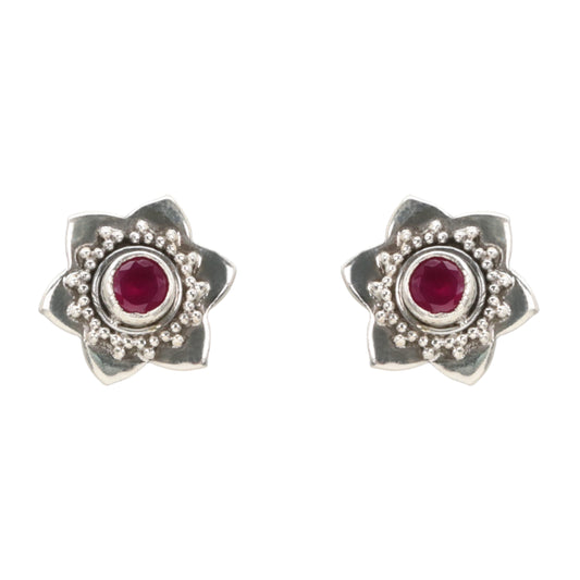 Blushing Bloom Silver Stud Earrings