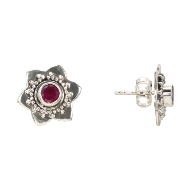 Blushing Bloom Silver Stud Earrings