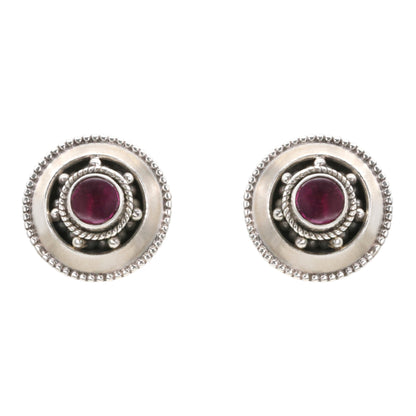 Vintage Berry Medallion Earrings