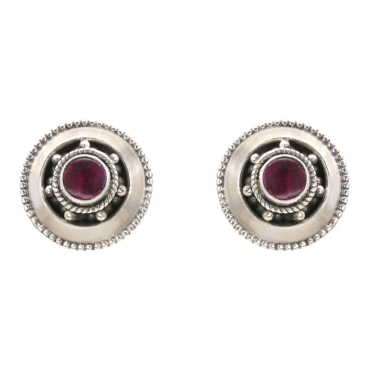 Vintage Berry Medallion Earrings