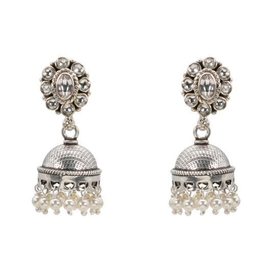 Timeless Antique Silver Jhumka Earrings