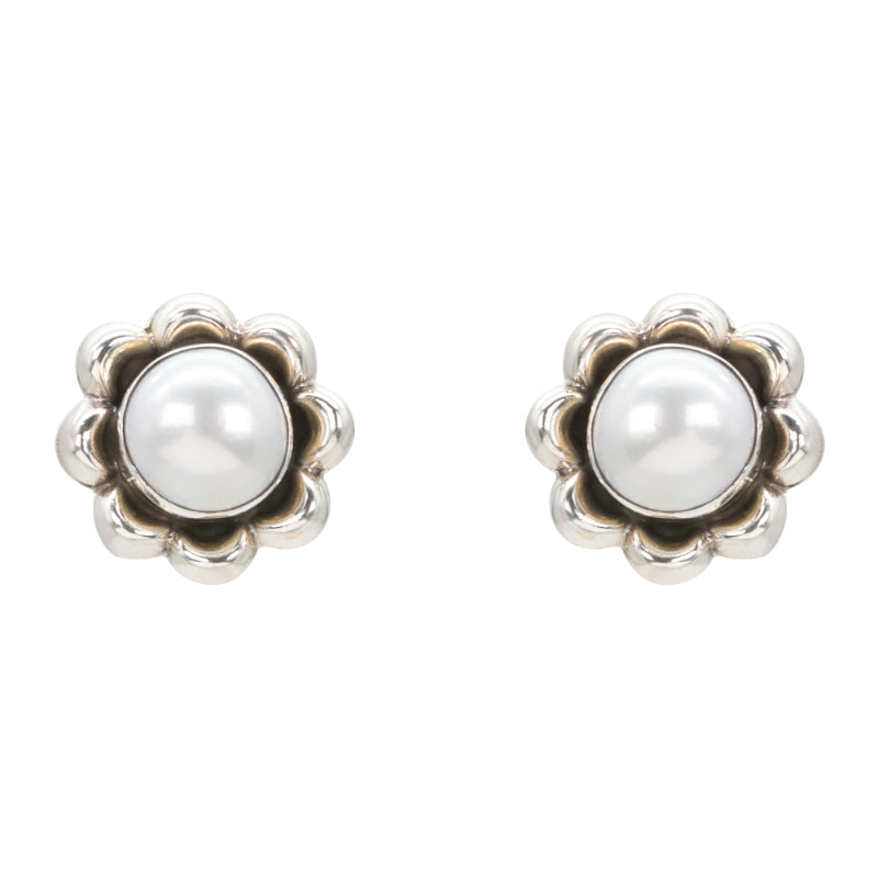Lustrous Petal Silver Stud Earrings