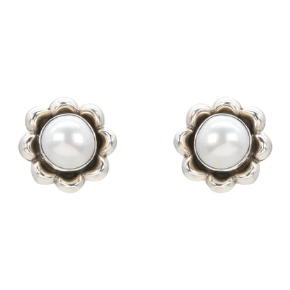 Lustrous Petal Silver Stud Earrings