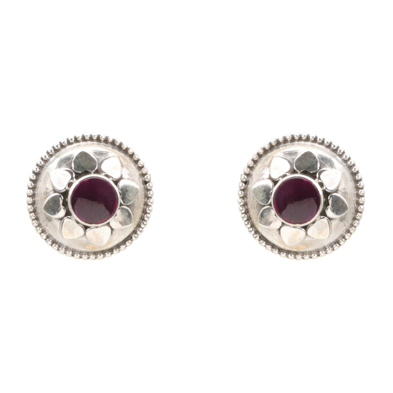 Heartfelt Bloom Silver Stud Earrings