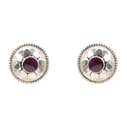 Heartfelt Bloom Silver Stud Earrings