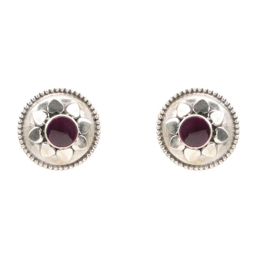 Heartfelt Bloom Silver Stud Earrings
