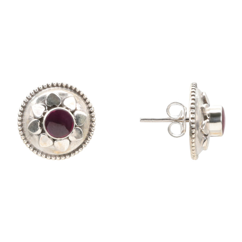 Heartfelt Bloom Silver Stud Earrings
