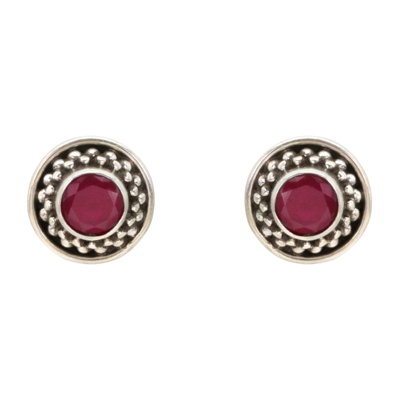 Crimson Petal Silver Stud Earrings