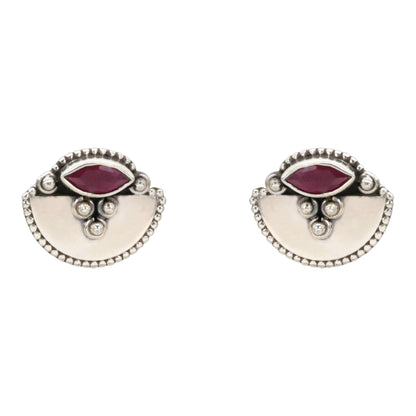 Scarlet Fan Silver Stud Earrings
