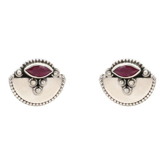 Scarlet Fan Silver Stud Earrings