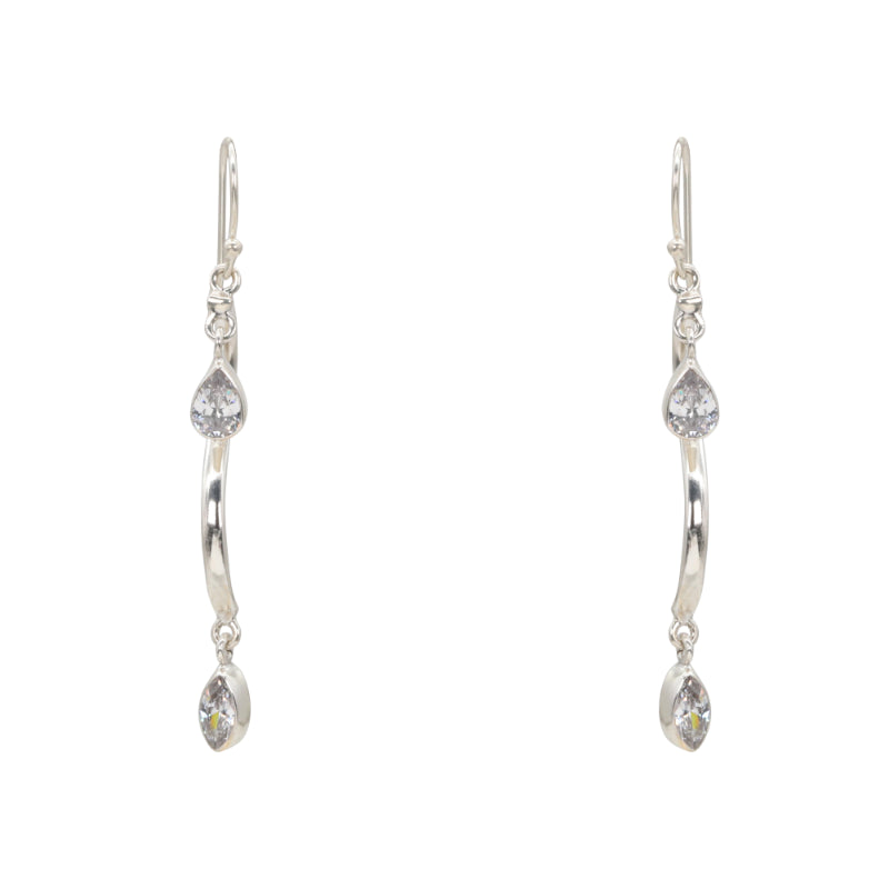 Luminous Stream Silver Dangle Earrings