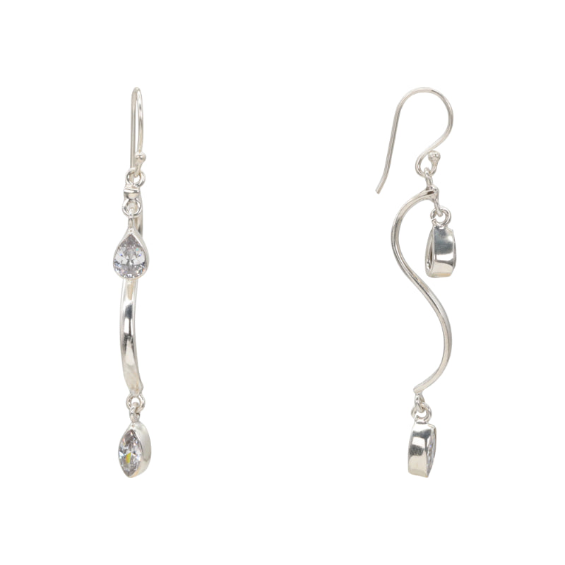 Luminous Stream Silver Dangle Earrings