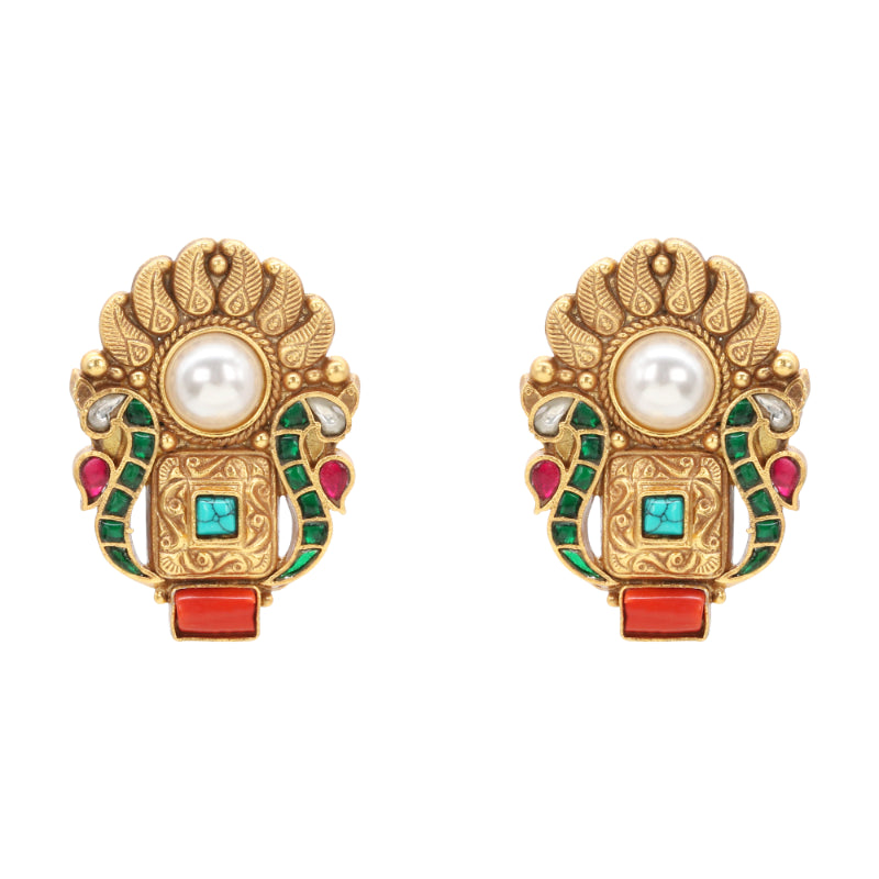 Ratna Kalash Moti Karnaphool Earrings