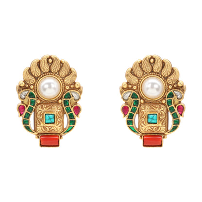 Ratna Kalash Moti Karnaphool Earrings