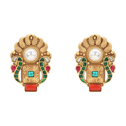 Ratna Kalash Moti Karnaphool Earrings