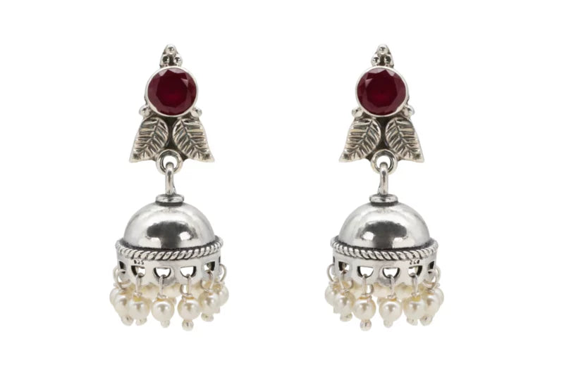 Silver Leaf Jhumka