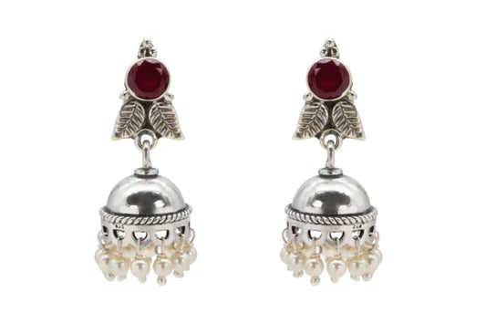Silver Leaf Jhumka
