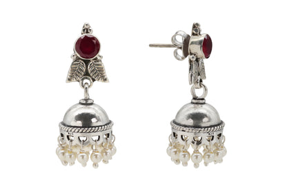 Silver Leaf Jhumka