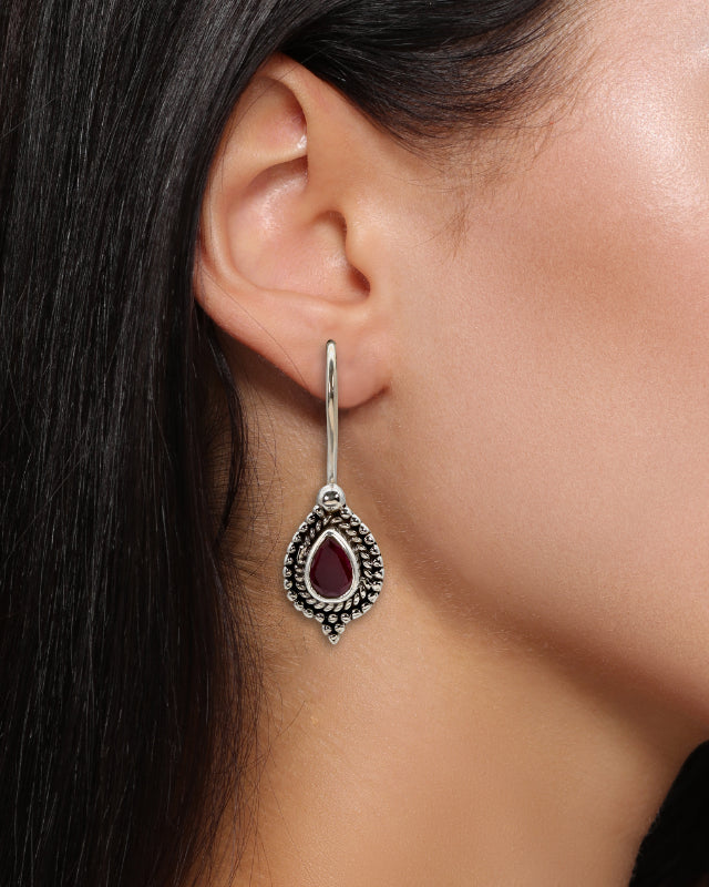 Crimson Dewdrop Earrings