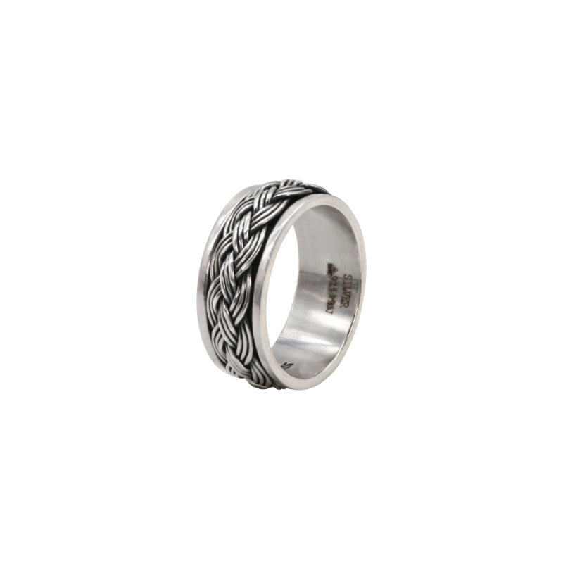 Silver Braided Spinner Ring