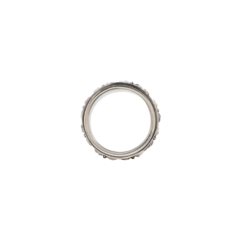 Oxidized Silver Men’s Spinner Floral Ring