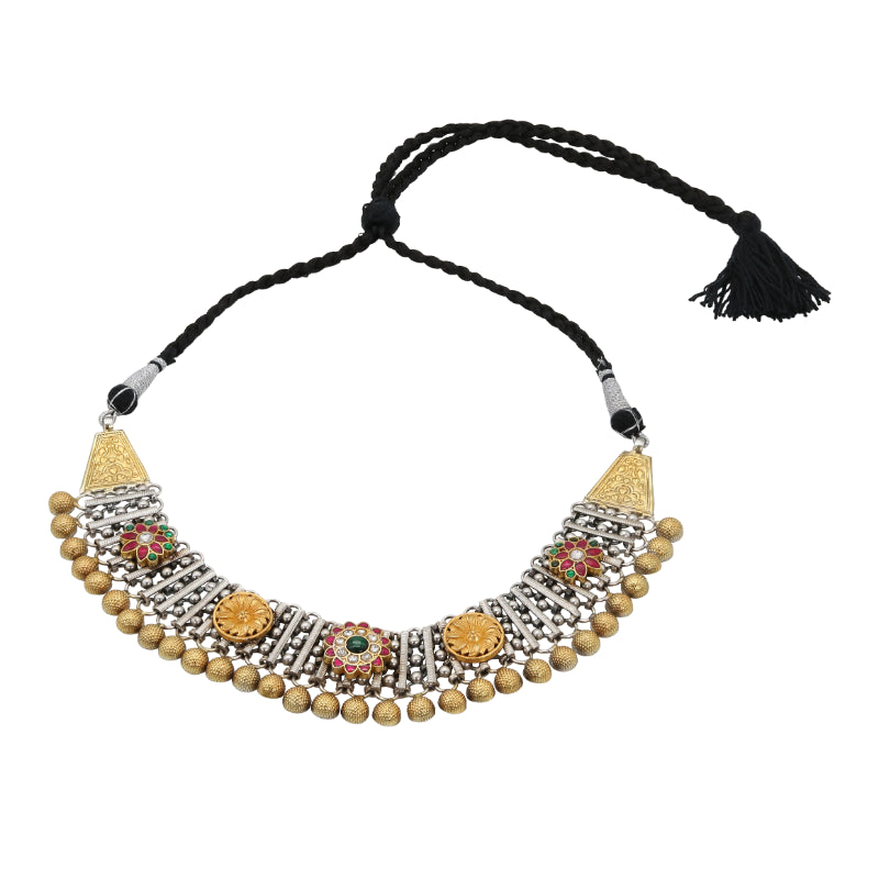 Gilded Lattice Gem Necklace