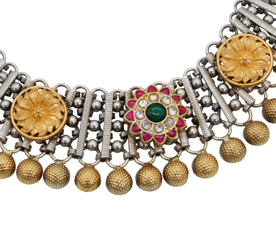 Gilded Lattice Gem Necklace