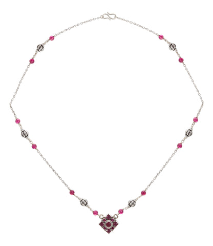 Geometric Ruby Bloom Necklace