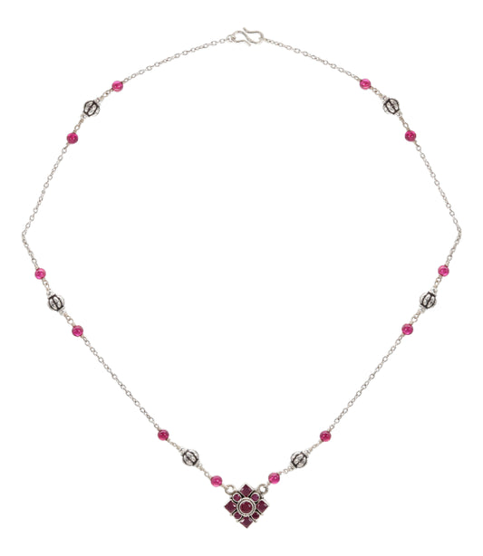 Geometric Ruby Bloom Necklace