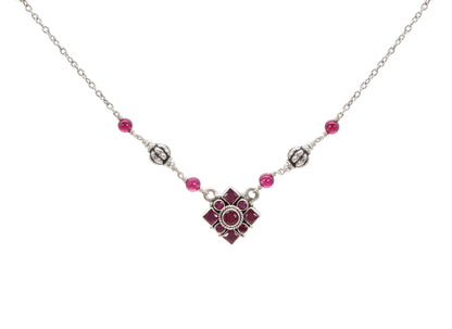 Geometric Ruby Bloom Necklace