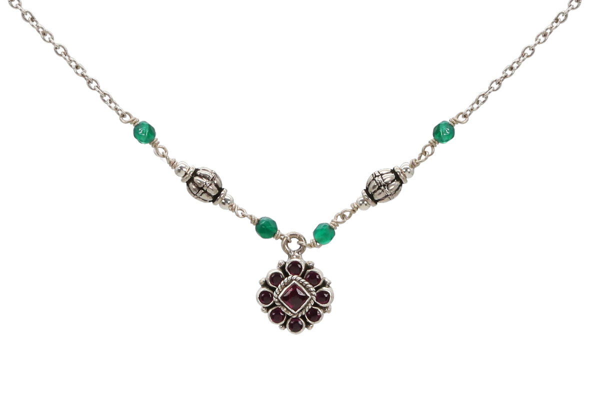 Gemini Bloom Silver Pendant Necklace