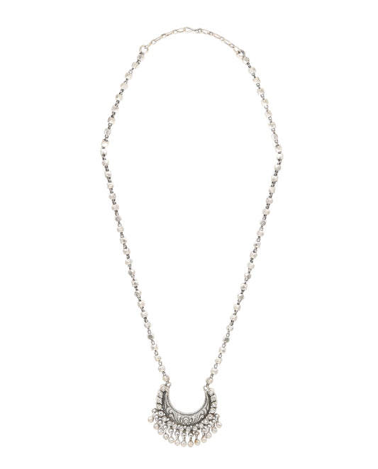 Moonlit Sparkle Silver Necklace