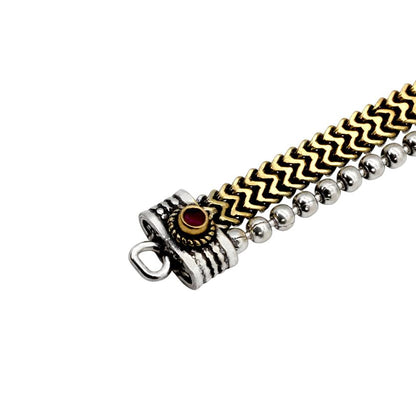 Tri-Tone Layered Chain Anklets