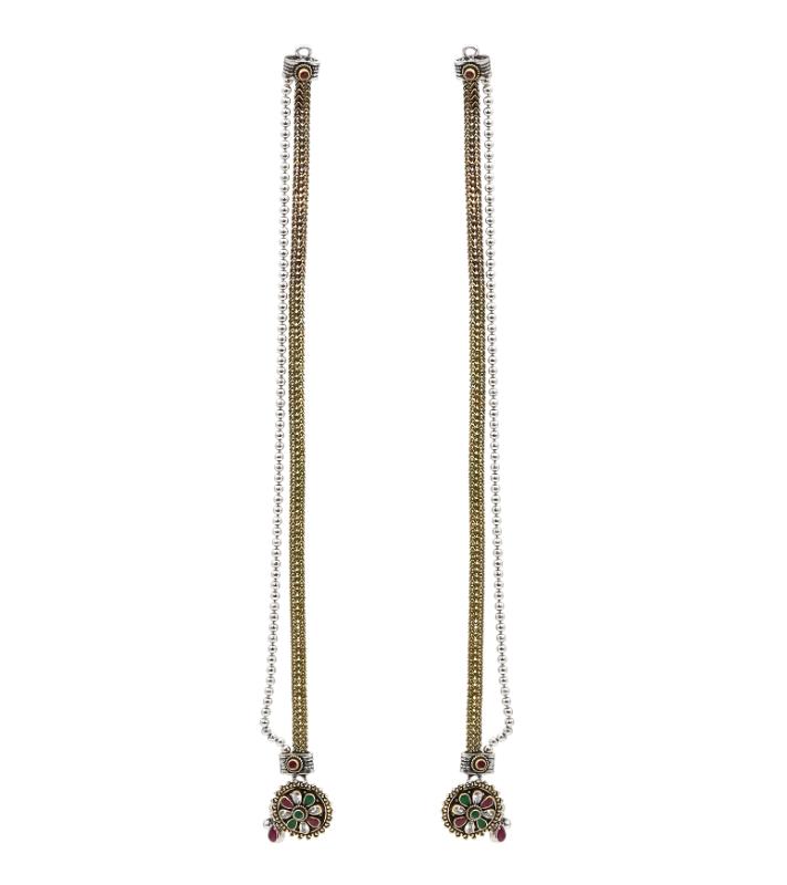 Tri-Tone Layered Chain Anklets