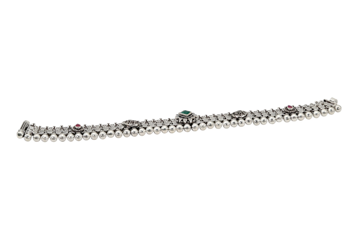 Aavya Oxidised Silver Anklet