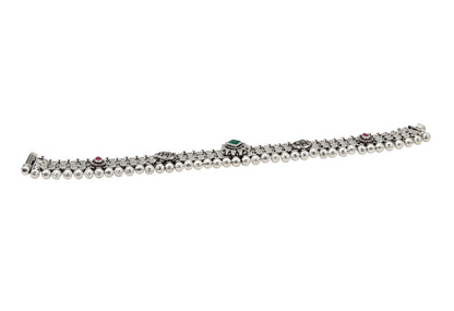 Aavya Oxidised Silver Anklet