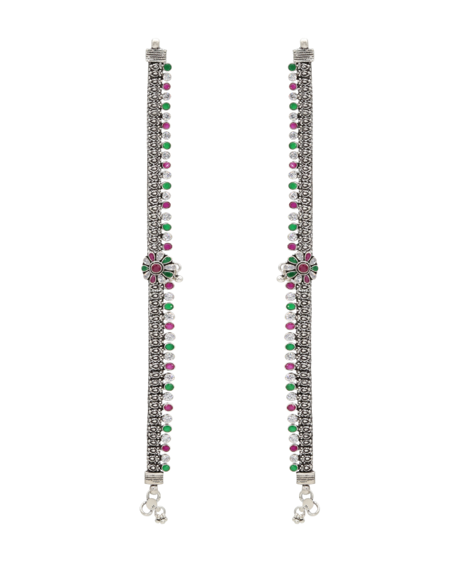 Zinnia Oxidised Anklet