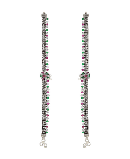 Zinnia Oxidised Anklet