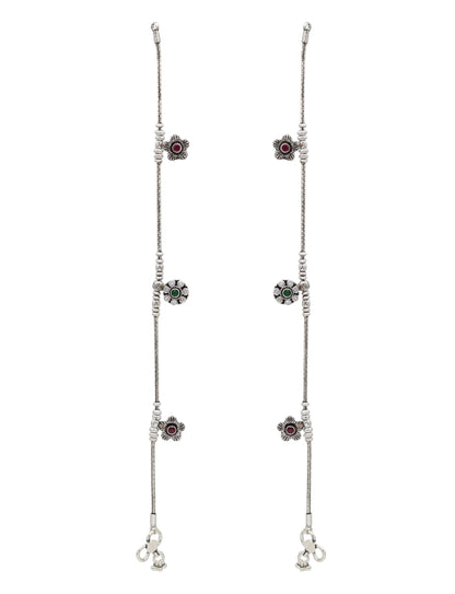 Floral Cascade Oxidised Anklet