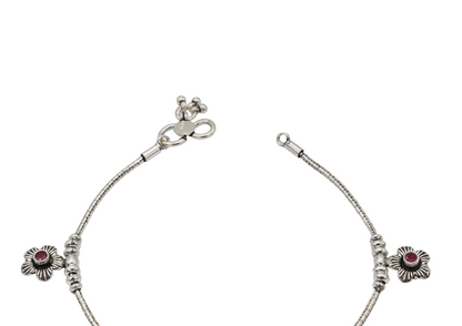 Floral Cascade Oxidised Anklet