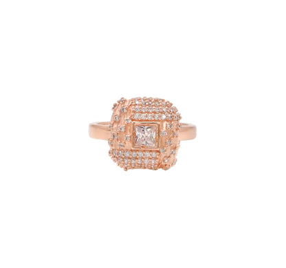 Rose Gold Plated Silver Double Cushion CZ Engagement Ring