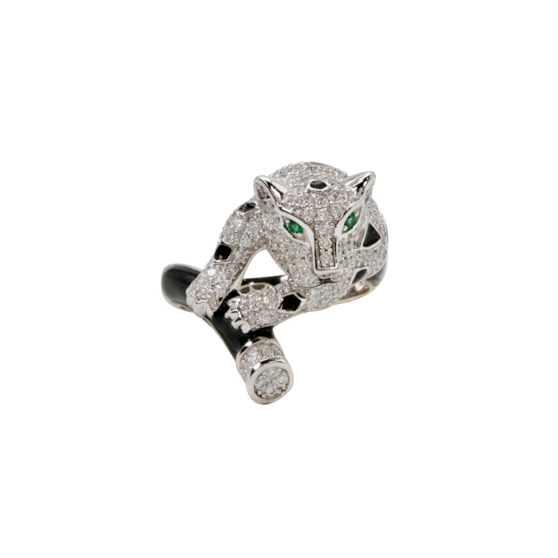 Sterling Silver Pavé CZ Panther Ring