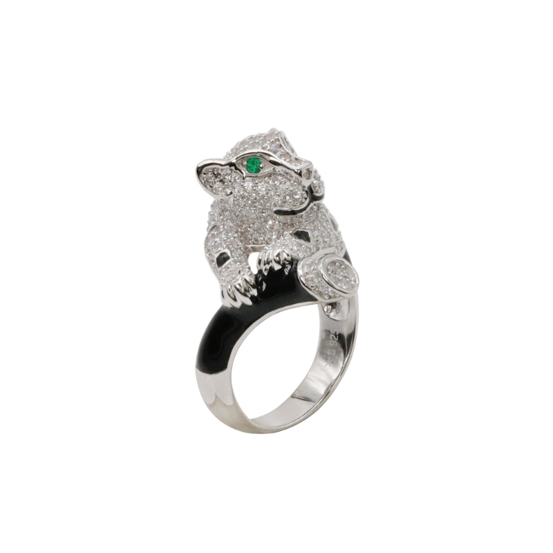 Sterling Silver Pavé CZ Panther Ring