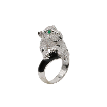Sterling Silver Pavé CZ Panther Ring
