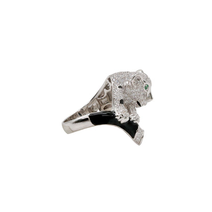 Sterling Silver Pavé CZ Panther Ring