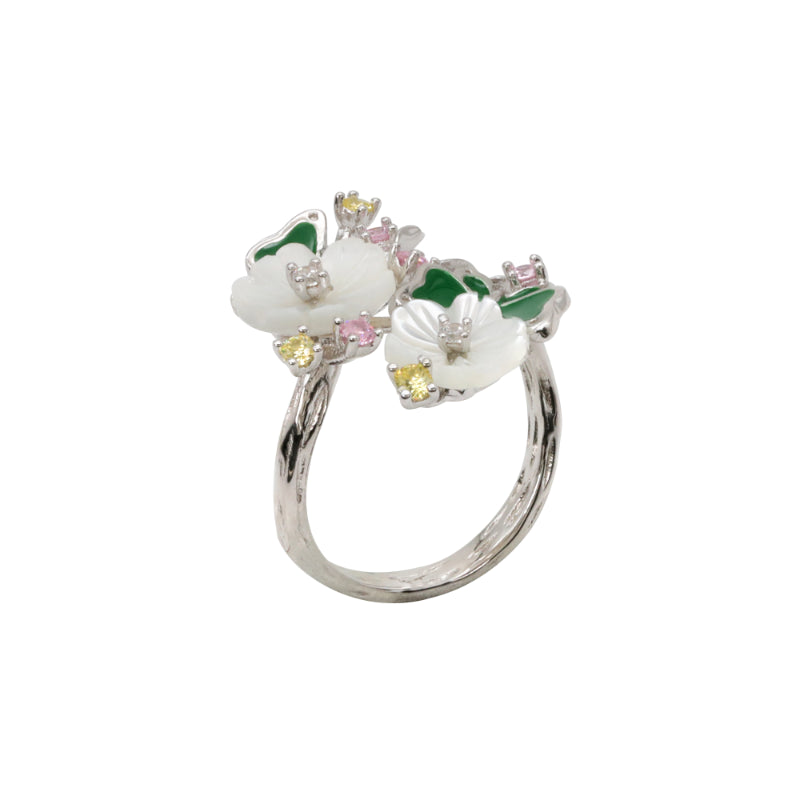 Sterling Silver Floral Ring with Mother of Pearl