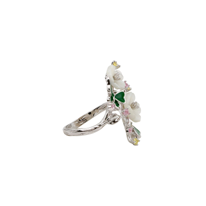 Sterling Silver Floral Ring with Mother of Pearl