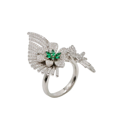Sterling Silver CZ Butterfly Wing Ring